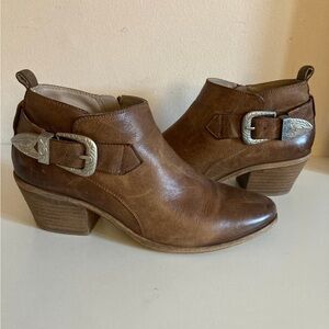 Brown Leather Ankle Boots with Buckle big Steve made 10 w